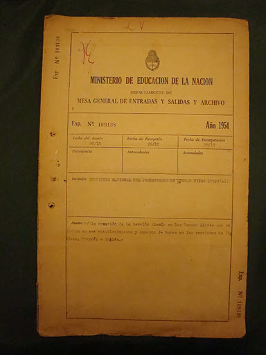 La Dirección solicita la creación de los cursos libres de alemán.  Año 1954